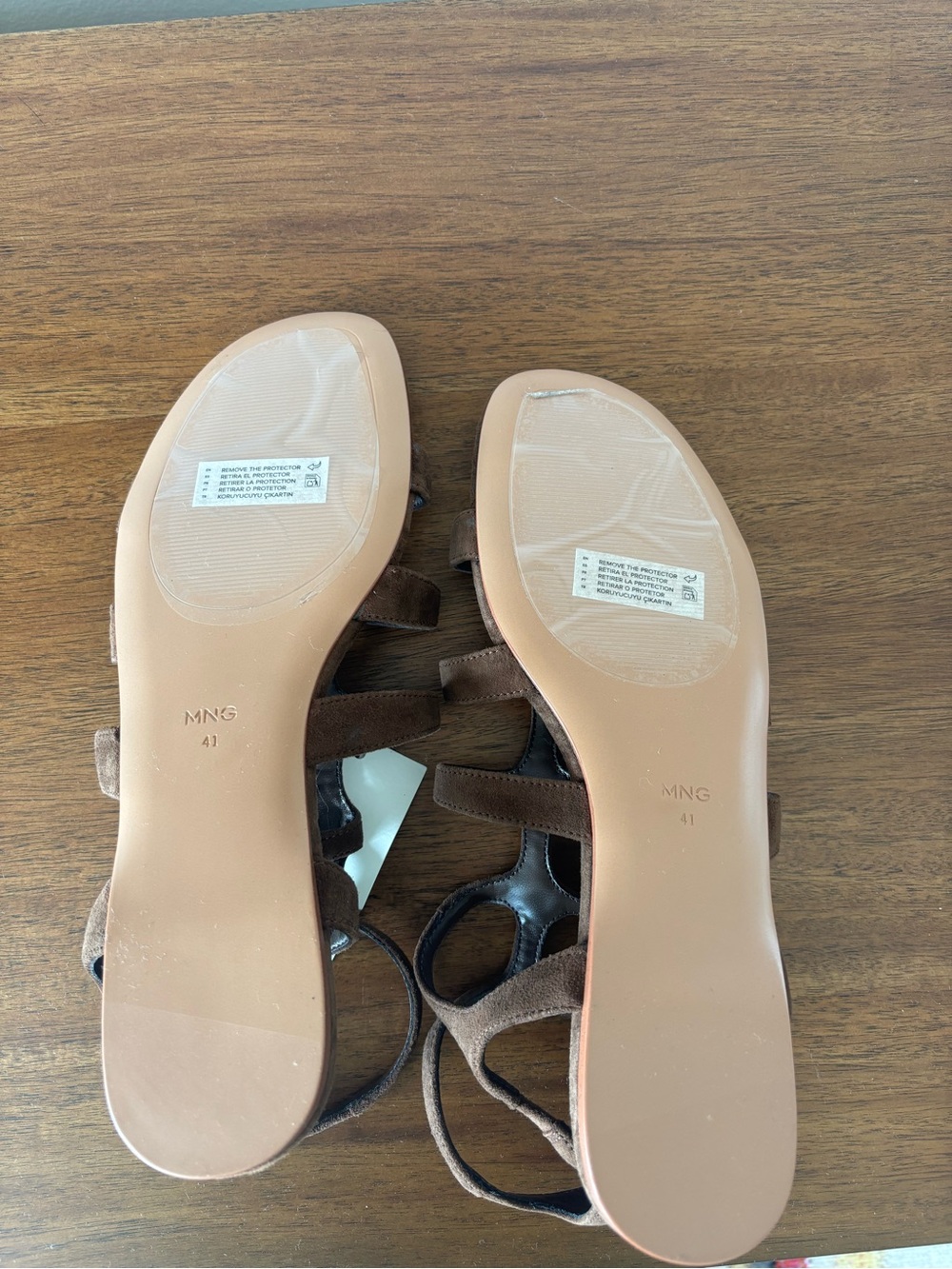 NWT MANGO Brown Suede Multi-Strap Buckle Sandals - Picture 7 of 7